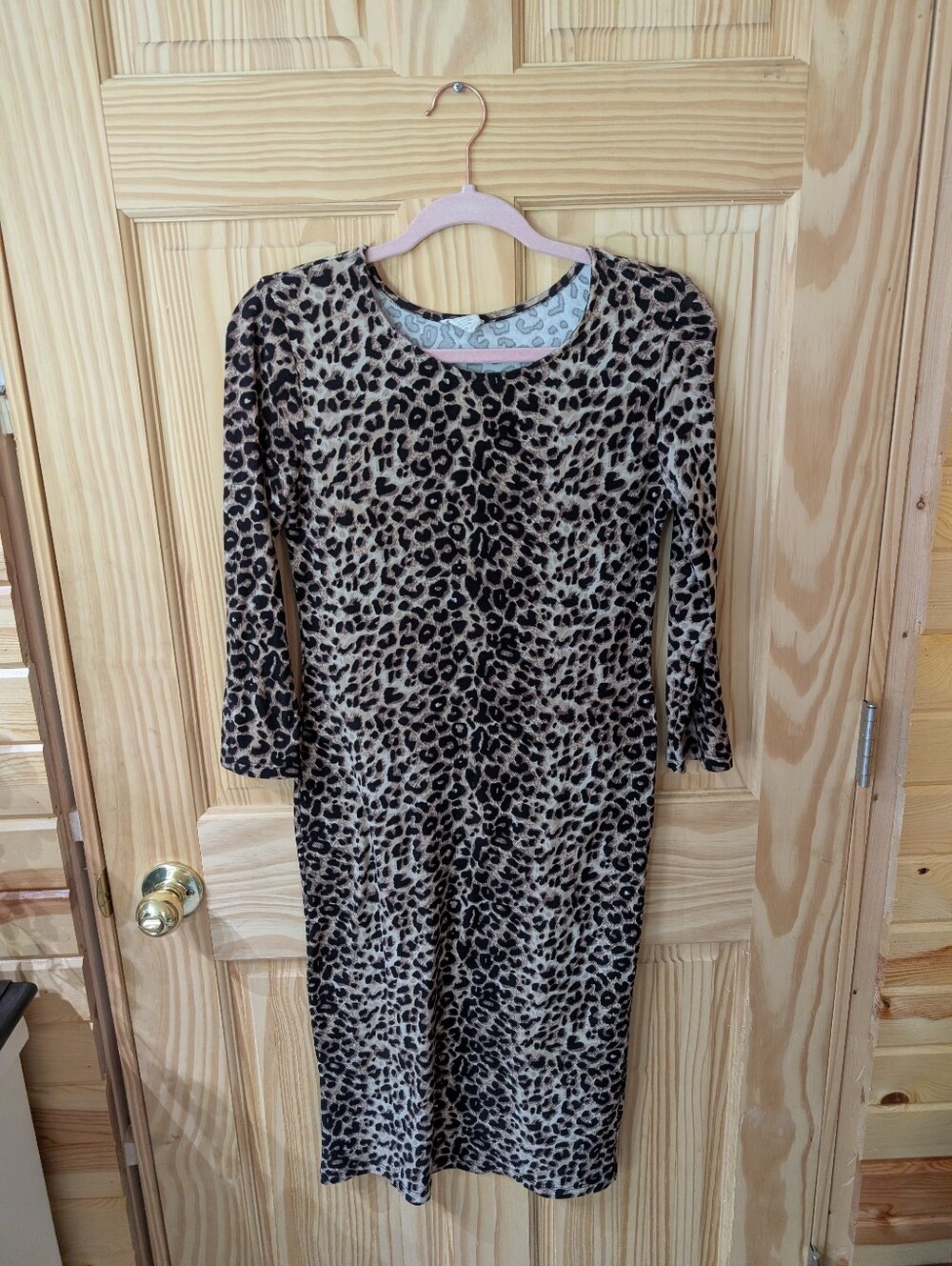 Juniors M Leopard Print Straight Dress - Neutral Brown